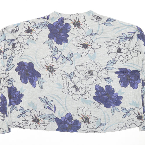 Marks and Spencer Women's Grey Floral Crew Neck Top