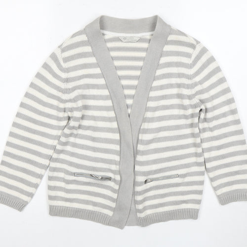 BHS Women's Grey Striped Cardigan Size 12