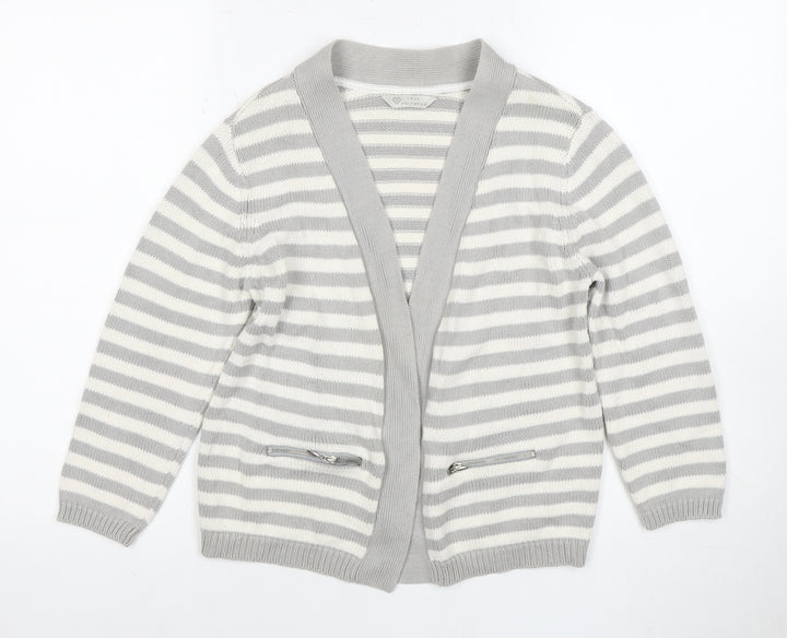 BHS Women's Grey Striped Cardigan Size 12