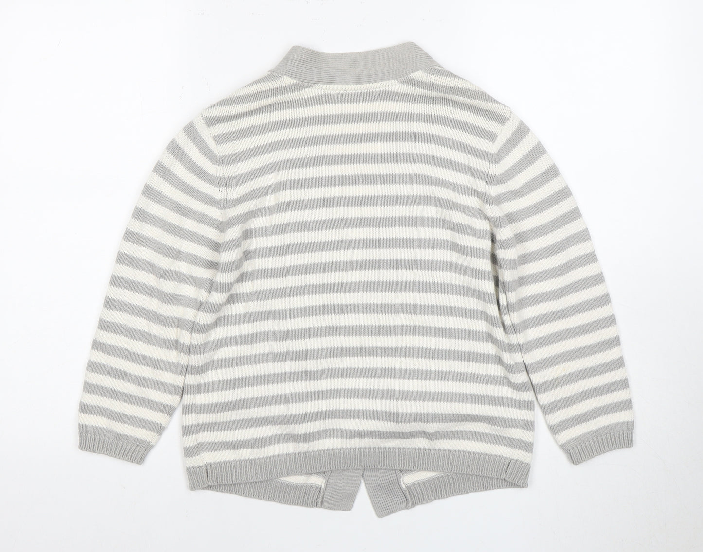 BHS Women's Grey Striped Cardigan Size 12