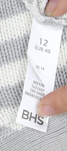 BHS Women's Grey Striped Cardigan Size 12