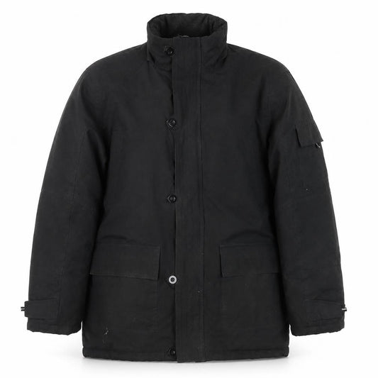 Front view of Aldon Men's Black L Jacket, Stand-Up Collar, Regular Fit