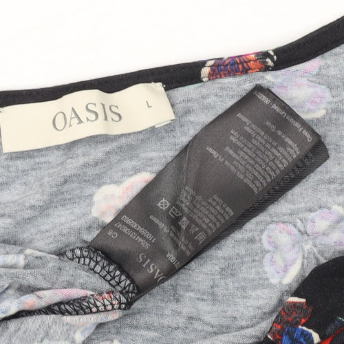 Oasis Women's Black Floral Cold Shoulder Dress L