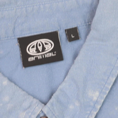 Animal Men's Blue Short Sleeve Casual Shirt - Size L