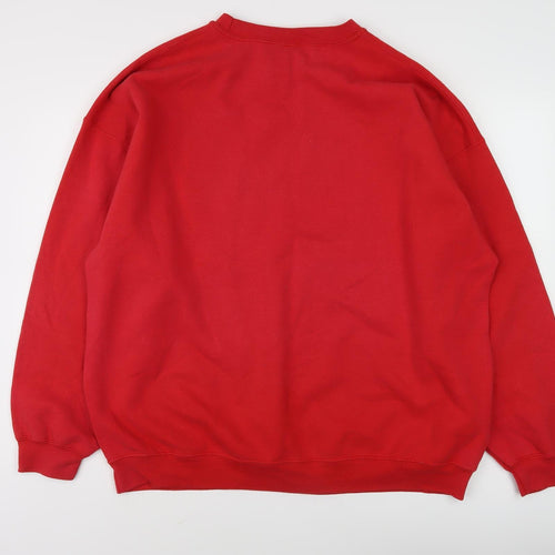 Disney Unisex Red L Mickey Mouse Pullover Sweatshirt