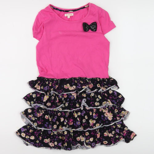 Girls Pink Floral Bluezoo Dress, Age 9-10, Fit & Flare Style