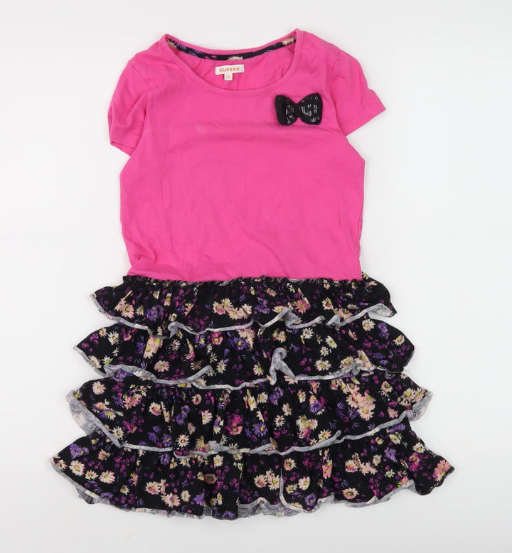 Girls Pink Floral Bluezoo Dress, Age 9-10, Fit & Flare Style