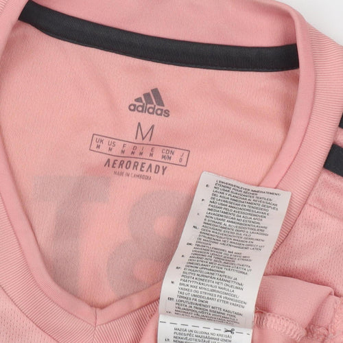Adidas Unisex Pink Football T-Shirt M Moisture Wicking