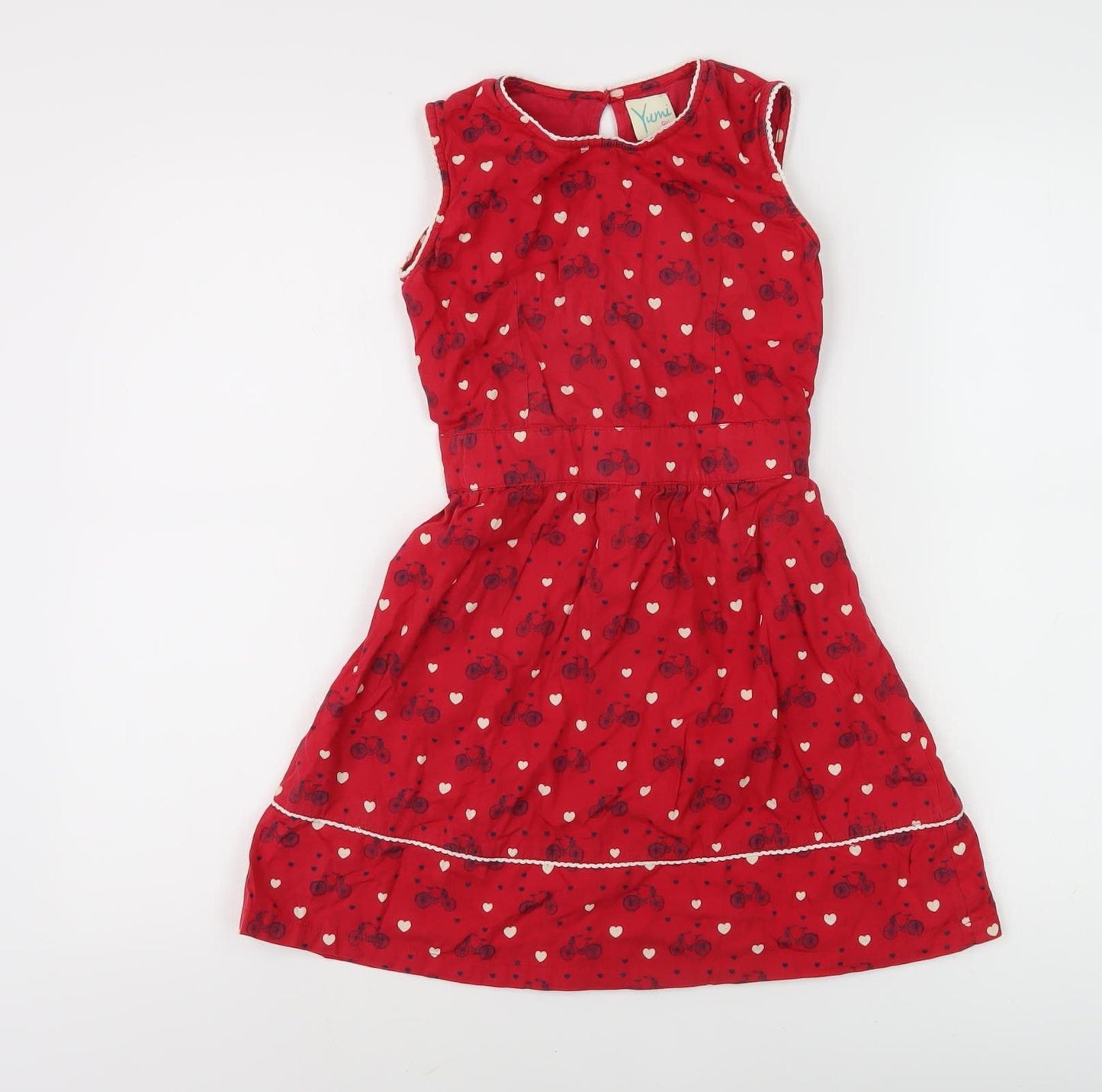 Yumi Girls Red Animal Print Cotton Dress, Size 9-10 Years