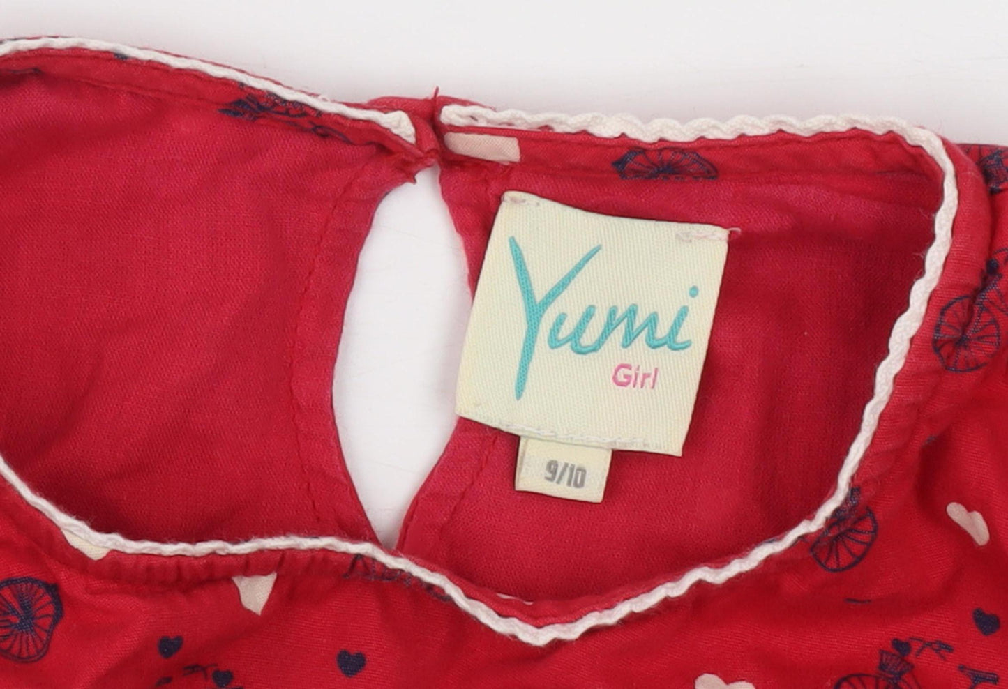 Yumi Girls Red Animal Print Cotton Dress, Size 9-10 Years