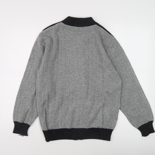 Bellissimo Men's Grey Argyle Knit Jacket M