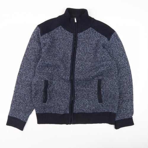 J.J. Willis Men's Blue Wool Full Zip Jacket - L