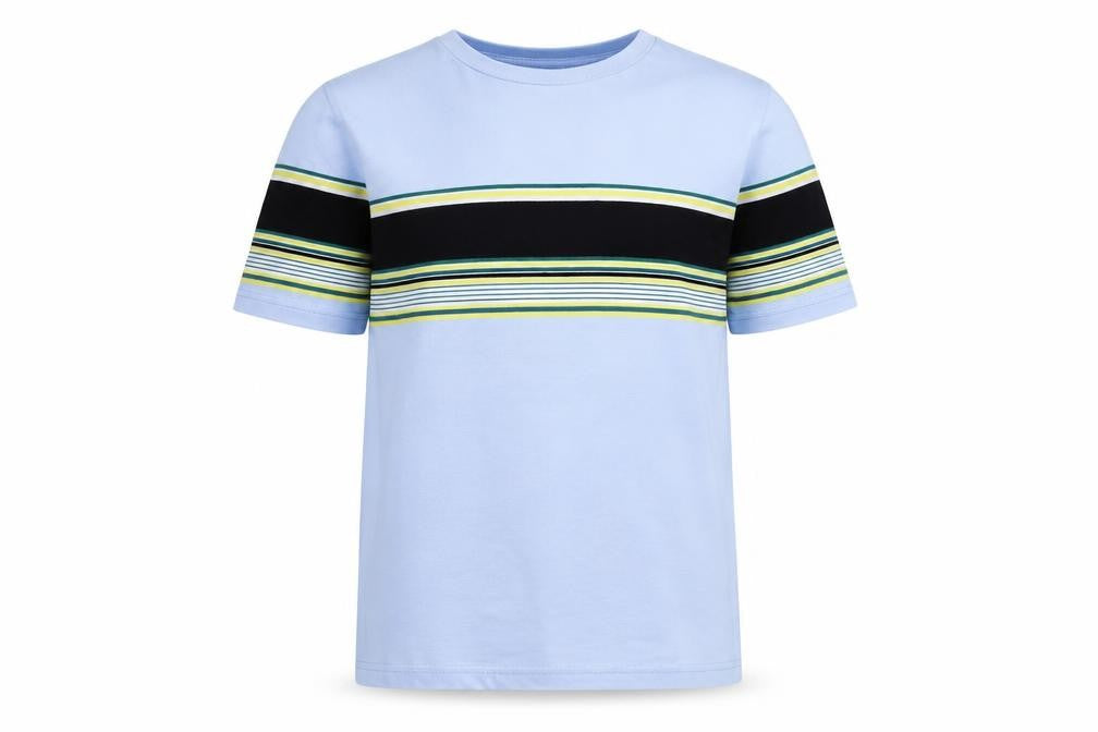 Front view of BDG boys’ blue striped t-shirt s casual basic top