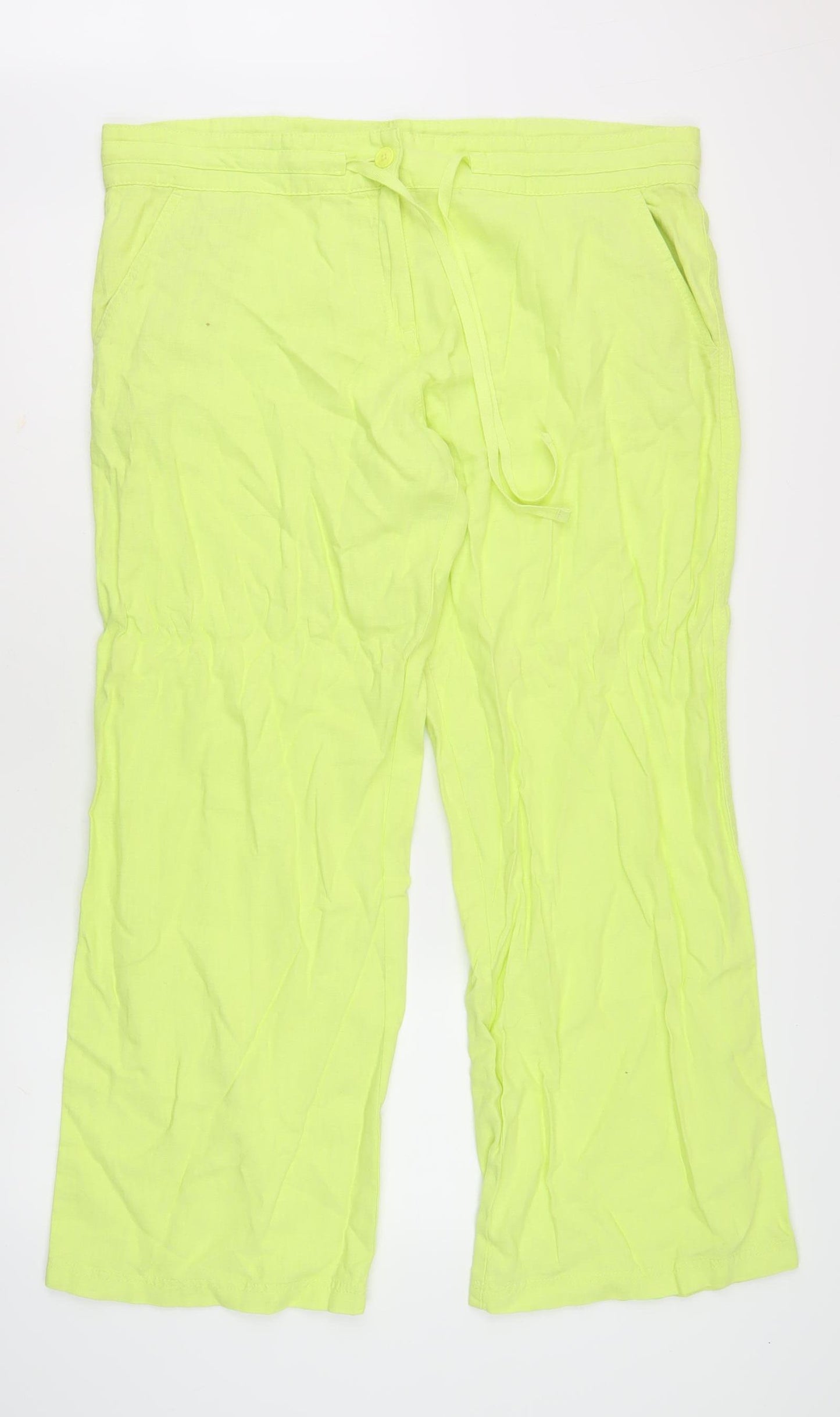 Next Women's Yellow Linen Trousers, Size 18, Summer Casual
