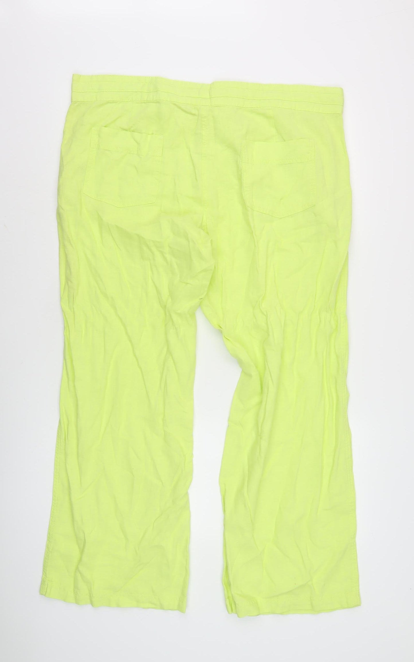 Next Women's Yellow Linen Trousers, Size 18, Summer Casual