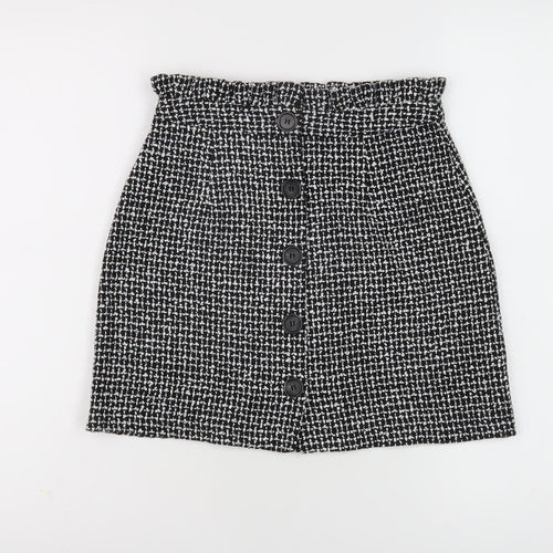 Topshop Women's Black Check Pencil Skirt UK 6
