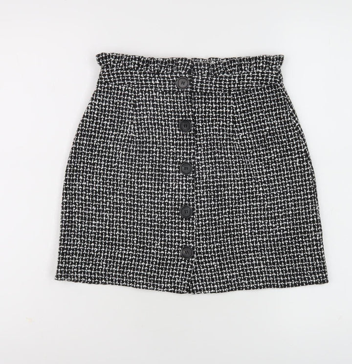 Topshop Women's Black Check Pencil Skirt UK 6