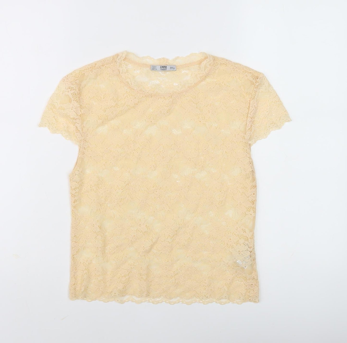 Zara Women's Beige Lace Blouse, Size 18, Regular Fit