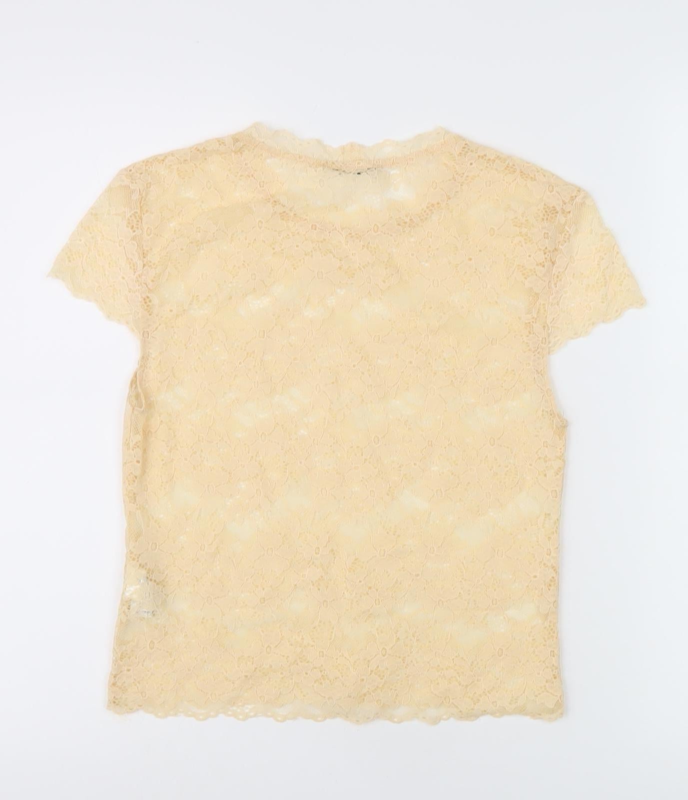 Zara Women's Beige Lace Blouse, Size 18, Regular Fit