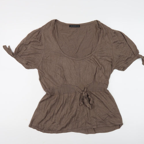 Mandolin Women Brown Short Sleeve Knitted Tunic Size 16