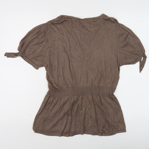 Mandolin Women Brown Short Sleeve Knitted Tunic Size 16