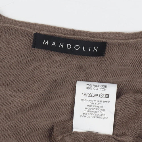 Mandolin Women Brown Short Sleeve Knitted Tunic Size 16