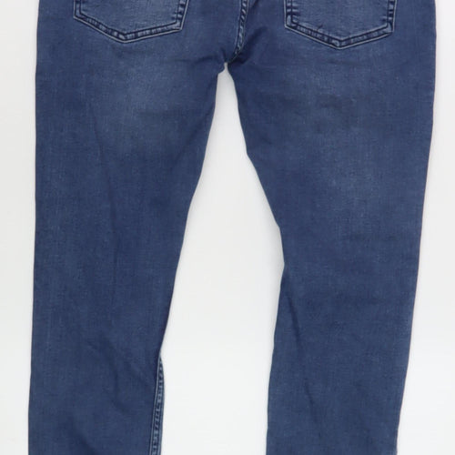Topman Men's Blue Skinny Jeans, Distressed Style 32W