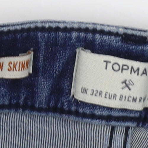 Topman Men's Blue Skinny Jeans, Distressed Style 32W