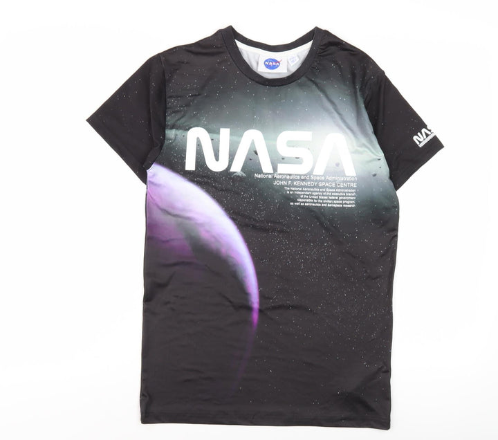 NASA Unisex Kids Black Graphic T-Shirt Size S