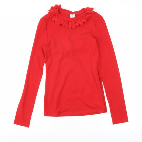 Paris Atelier Women's Red Ruffle Long Sleeve T-Shirt