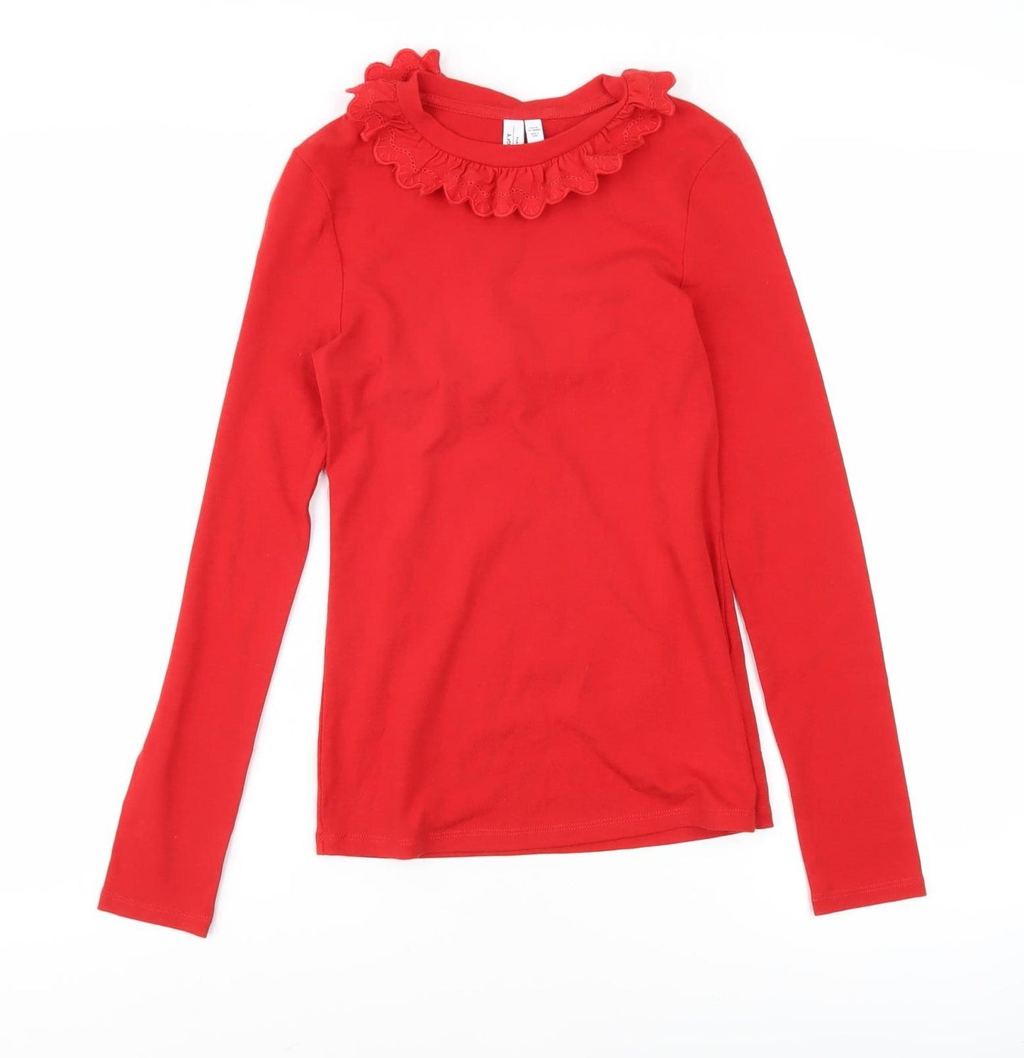Paris Atelier Women's Red Ruffle Long Sleeve T-Shirt