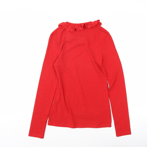 Paris Atelier Women's Red Ruffle Long Sleeve T-Shirt