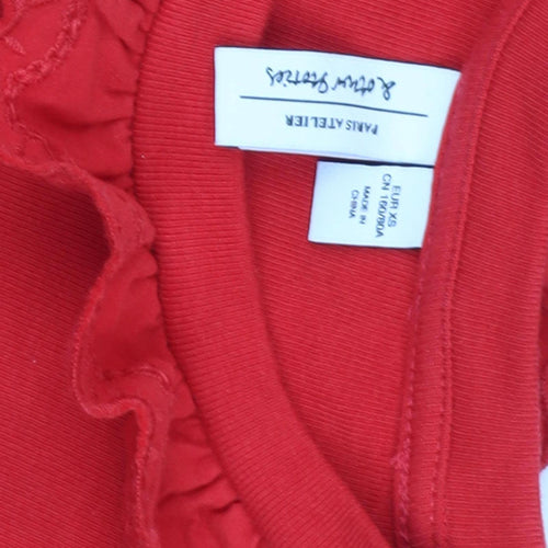 Paris Atelier Women's Red Ruffle Long Sleeve T-Shirt