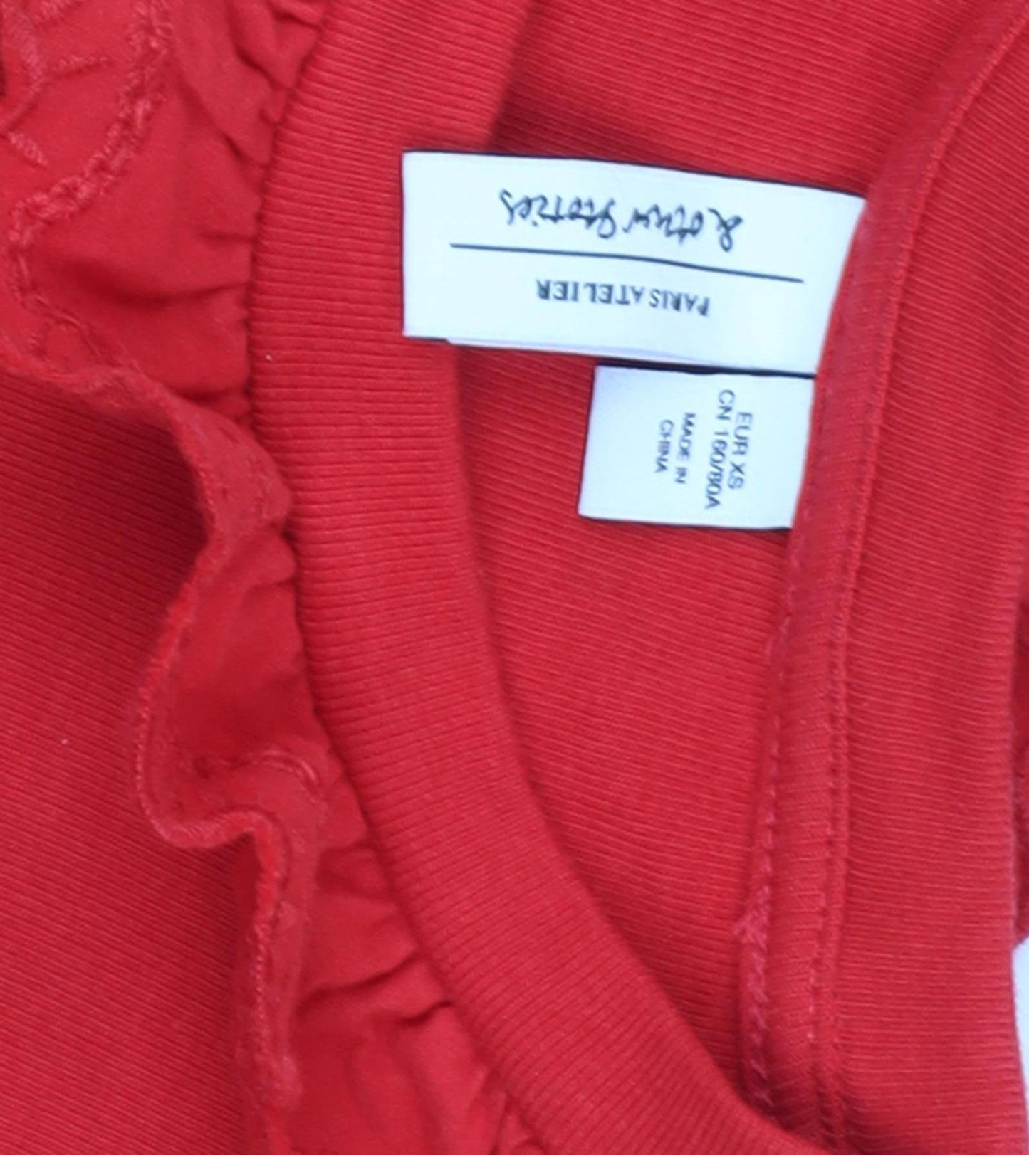 Paris Atelier Women's Red Ruffle Long Sleeve T-Shirt