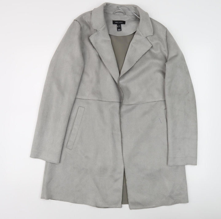 New Look Women's Grey Mid-Length Coat Size 6