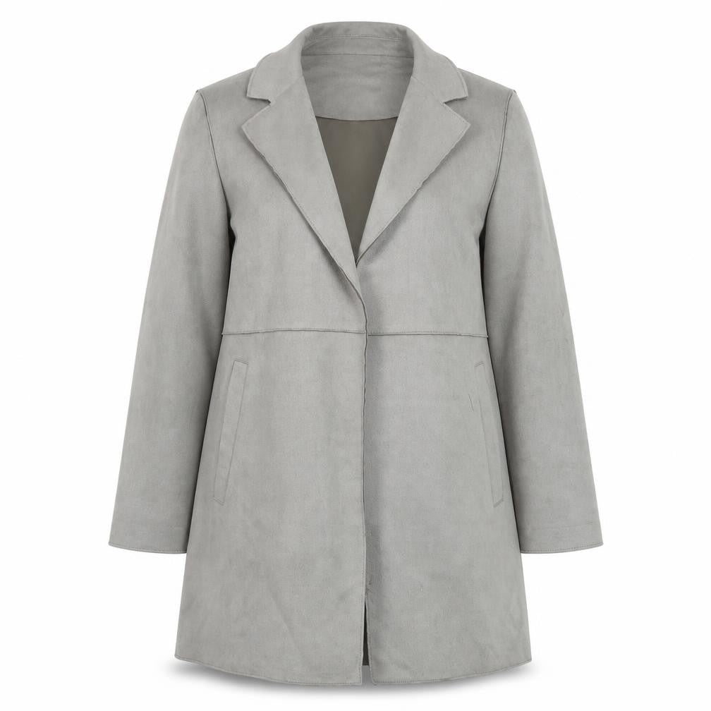 Front view of New Look Women's Grey Mid-Length Coat, size 6