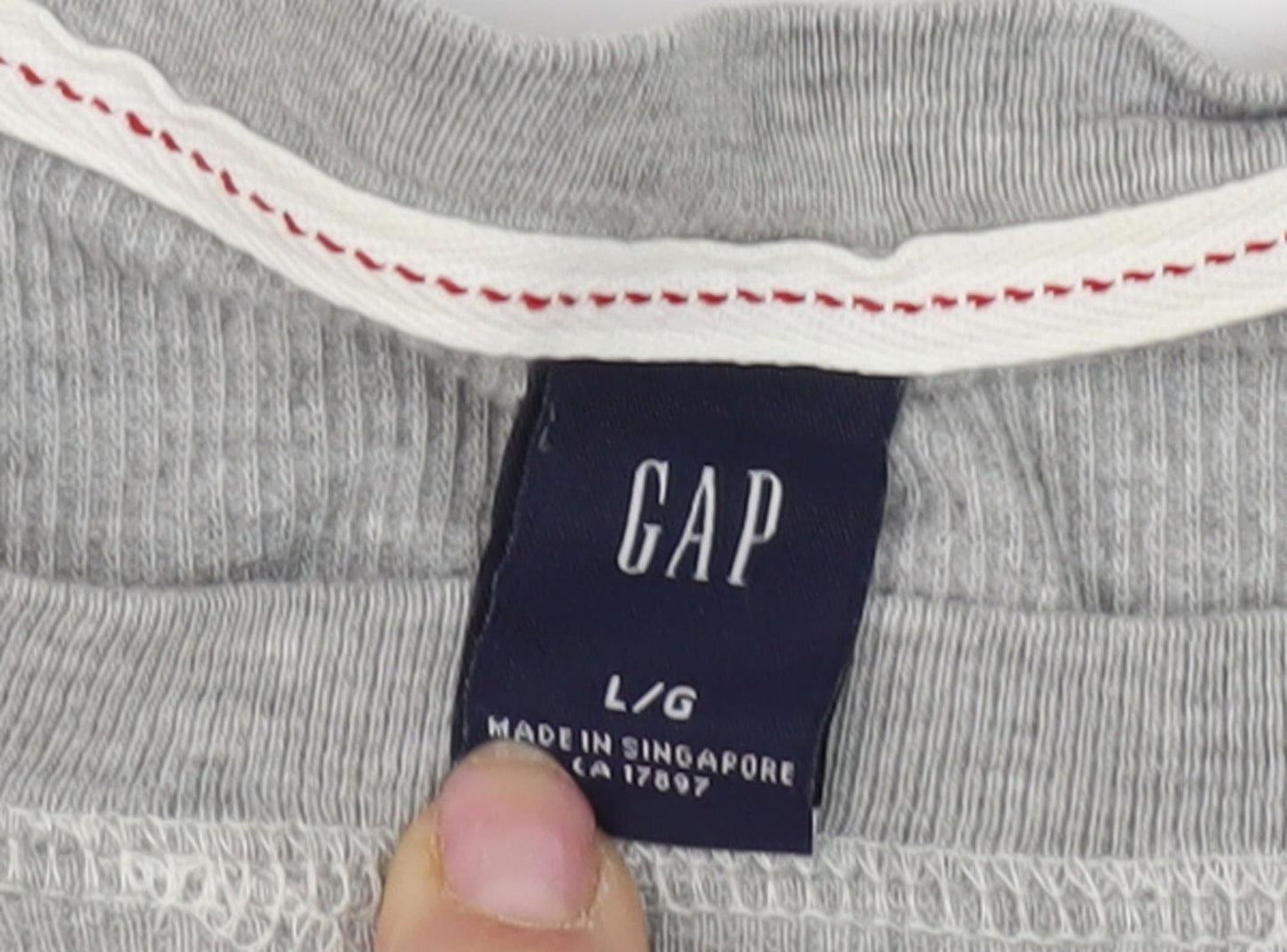 GAP Men's Grey Long Sleeve Crew Neck T-Shirt L