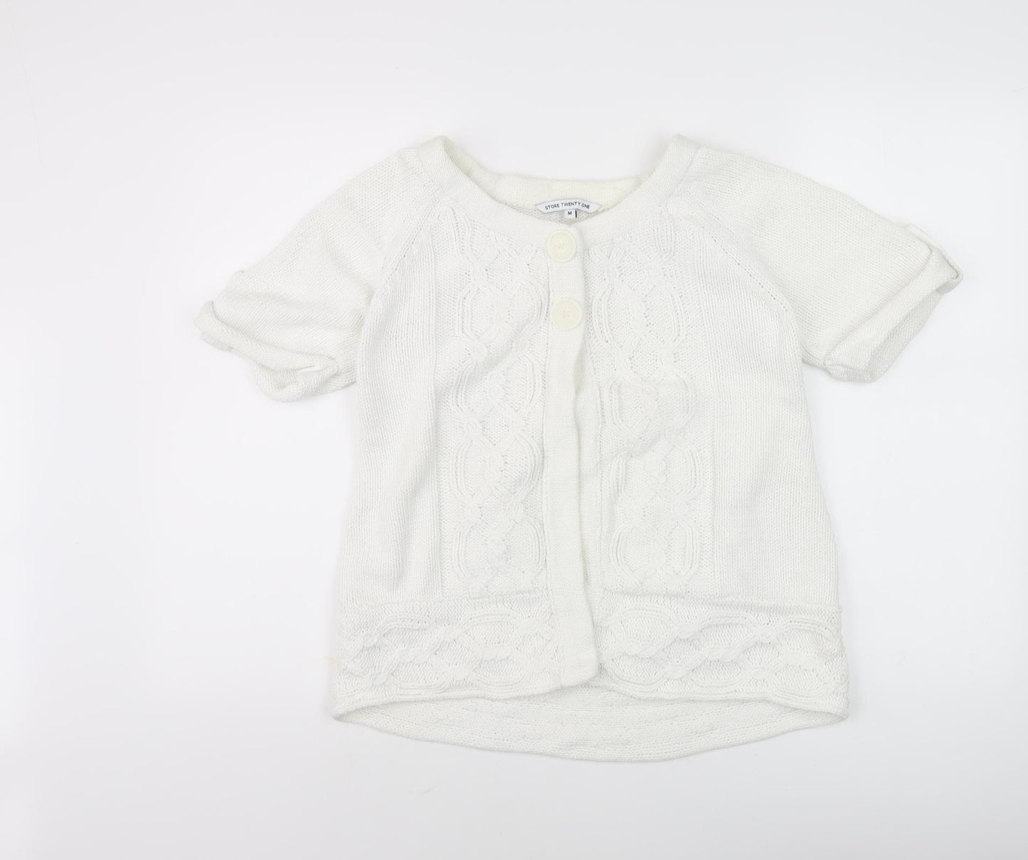 Store Twenty One Women’s Ivory M Cable-Knit Cardigan