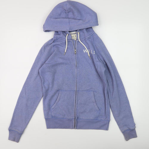 Jack Wills Women's Blue Full Zip Hoodie Size 8