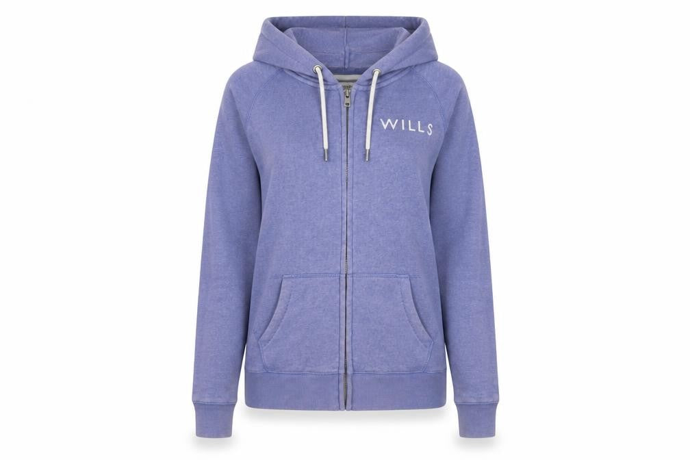 Front view of Jack Wills Women's Blue Full Zip Hoodie, size 8