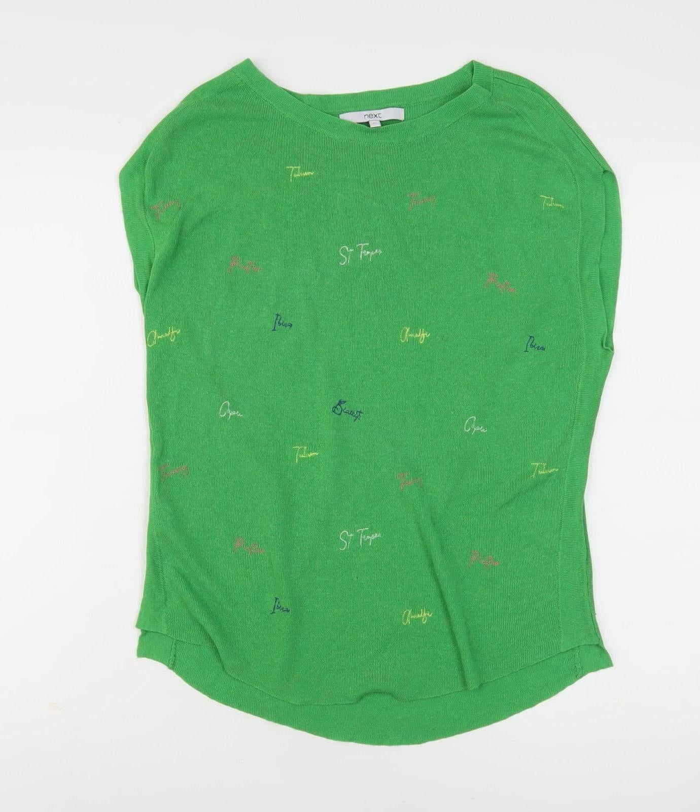 Next Women's Green Regular Fit Top, XS, Viscose-Linen