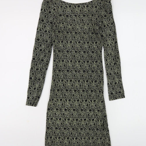 Miss Selfridge Women's Black Bodycon Dress, UK 8, Long Sleeve, Lace