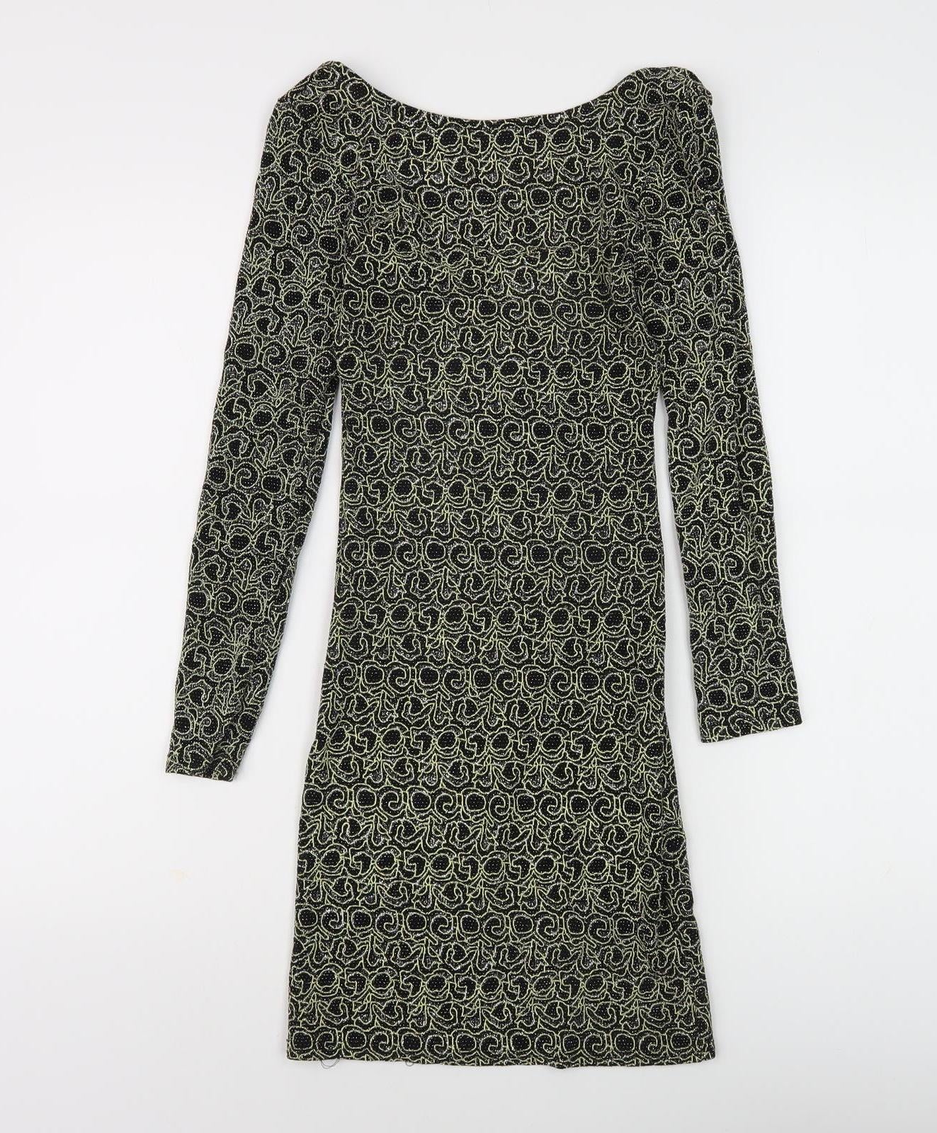 Miss Selfridge Women's Black Bodycon Dress, UK 8, Long Sleeve, Lace