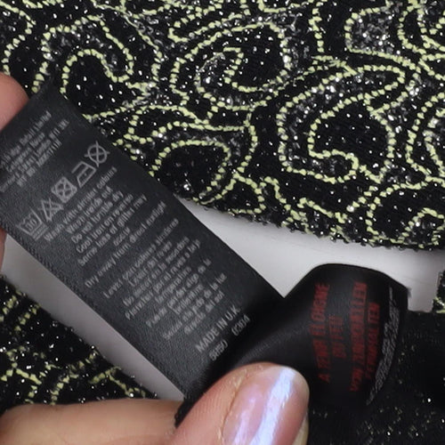 Miss Selfridge Women's Black Bodycon Dress, UK 8, Long Sleeve, Lace