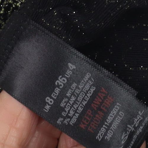 Miss Selfridge Women's Black Bodycon Dress, UK 8, Long Sleeve, Lace