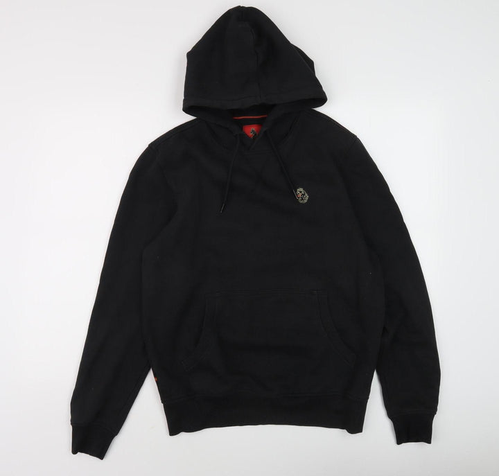 Luke Men's Black Pullover Hoodie, M - Logo Accent