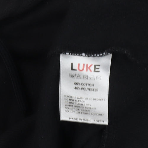 Luke Men's Black Pullover Hoodie, M - Logo Accent