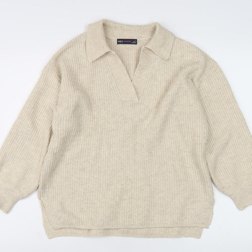 Marks and Spencer Beige Collared Women's Pullover Jumper M