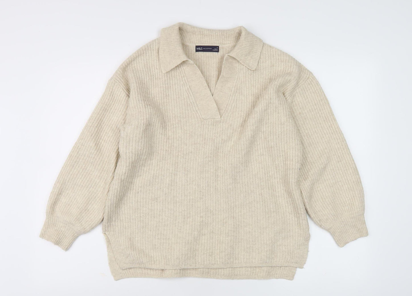 Marks and Spencer Beige Collared Women's Pullover Jumper M