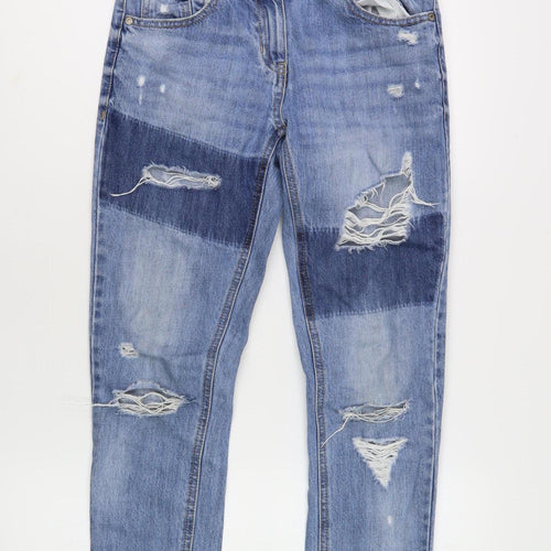 Next Girls Blue Skinny Jeans 11Y Casual Ripped Cotton